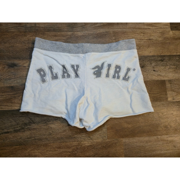 PLAYGIRLZ Women's L White Gray Lounge Shorts Made in USA Cotton “PLAY GIRL” - Picture 4 of 7